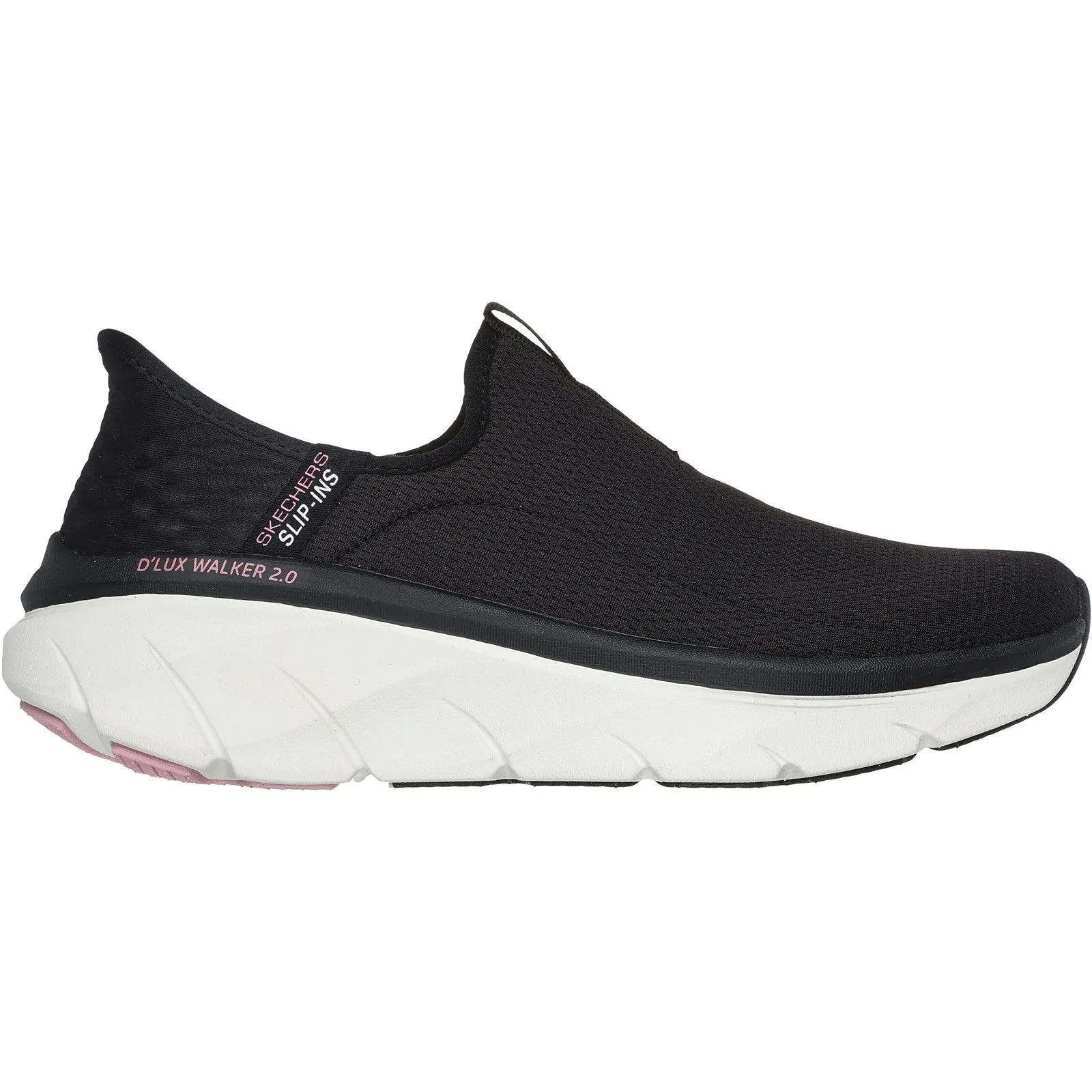 Skechers Womens D'Lux Walker 2.0 150099-BKPK Black/Pink Lace Up Shoe