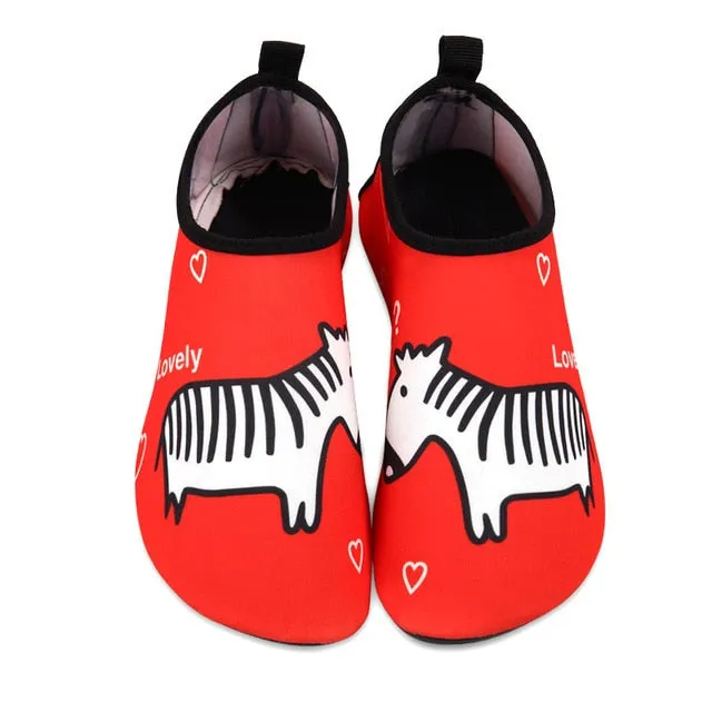 Skin-friendly Cartoon Print Soft Rubber Toddler Shoes For Beach Swim