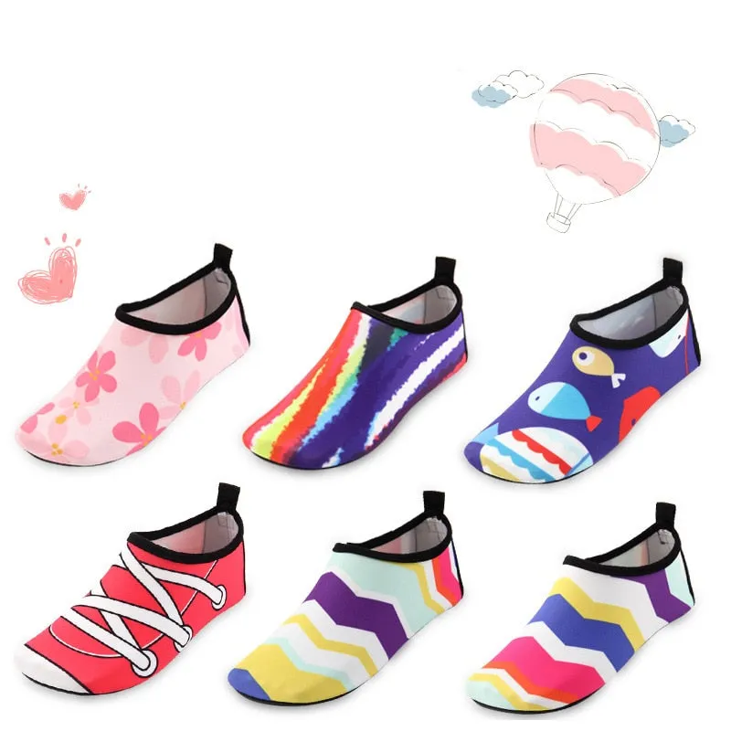 Skin-friendly Cartoon Print Soft Rubber Toddler Shoes For Beach Swim