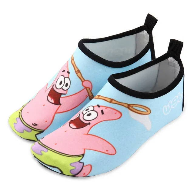 Skin-friendly Cartoon Print Soft Rubber Toddler Shoes For Beach Swim