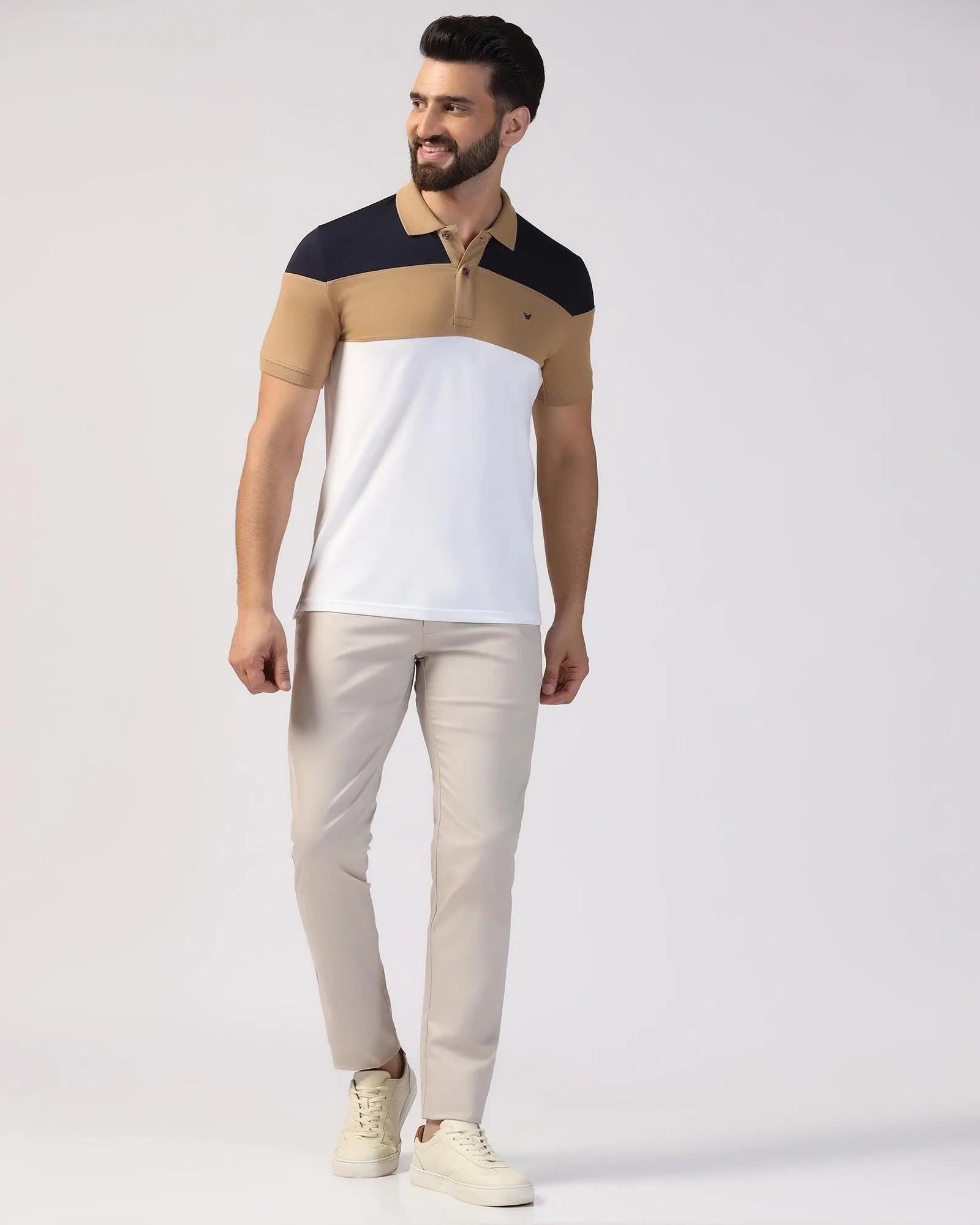 Slim Fit B-91 Casual Stone Beige Solid Khakis - Prince