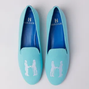 Slipper in Aqua with White Logo