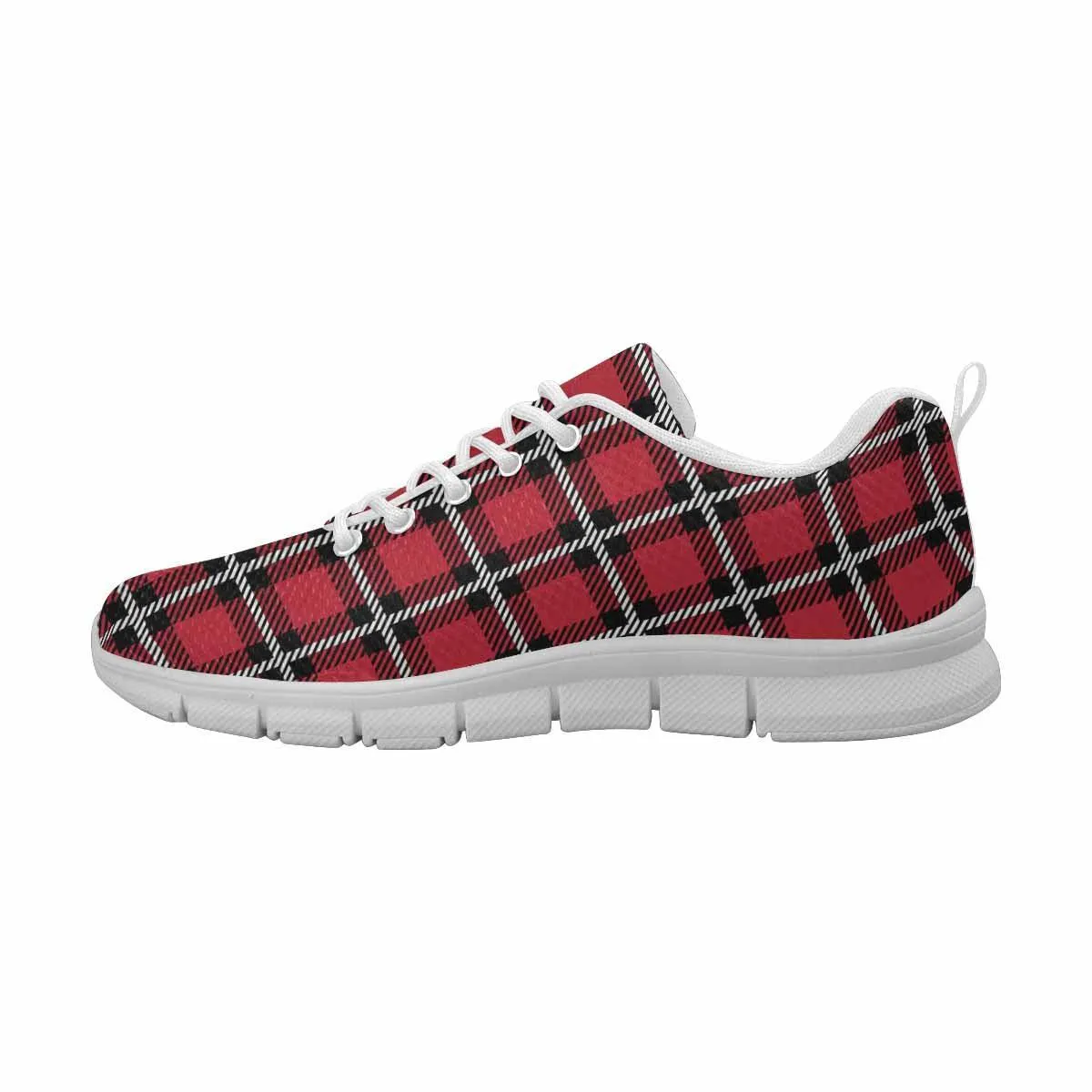 Sneakers For Men, Buffalo Plaid Red And White - Running Shoes Dg867