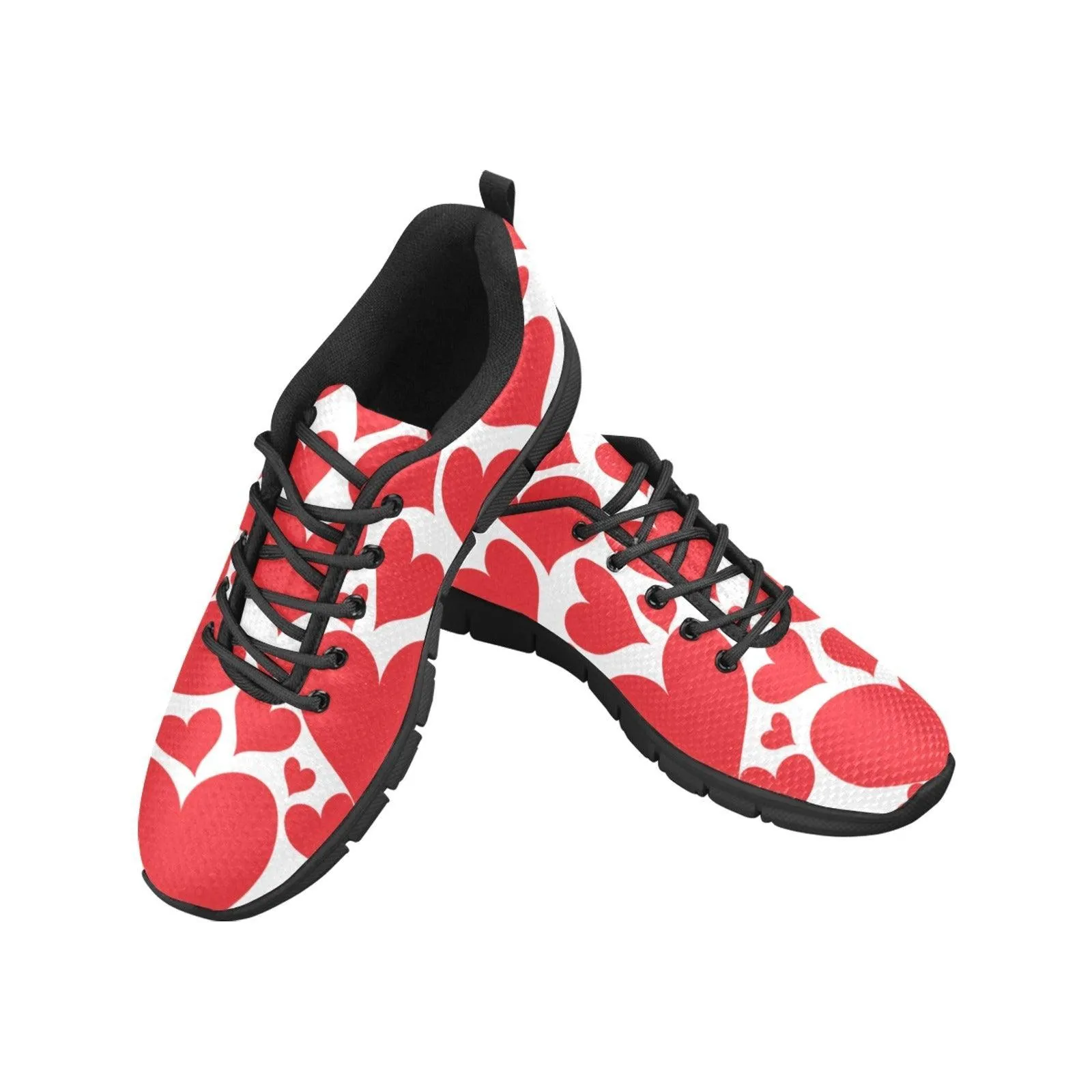 Sneakers For Men, Love Red Hearts - Canvas Mesh Athletic Running Shoes