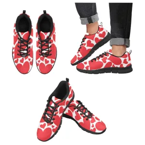 Sneakers For Men, Love Red Hearts - Canvas Mesh Athletic Running Shoes