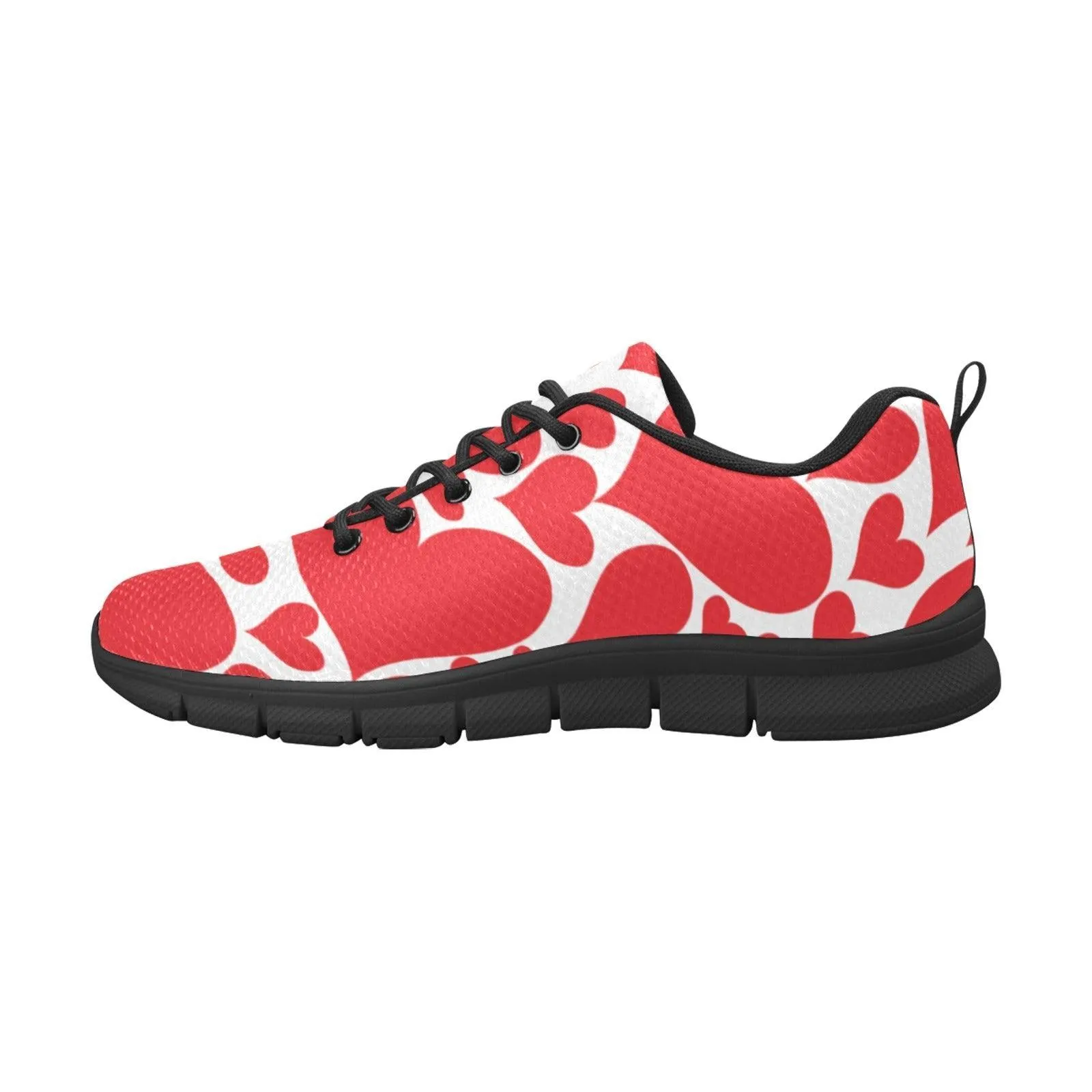 Sneakers For Men, Love Red Hearts - Canvas Mesh Athletic Running Shoes