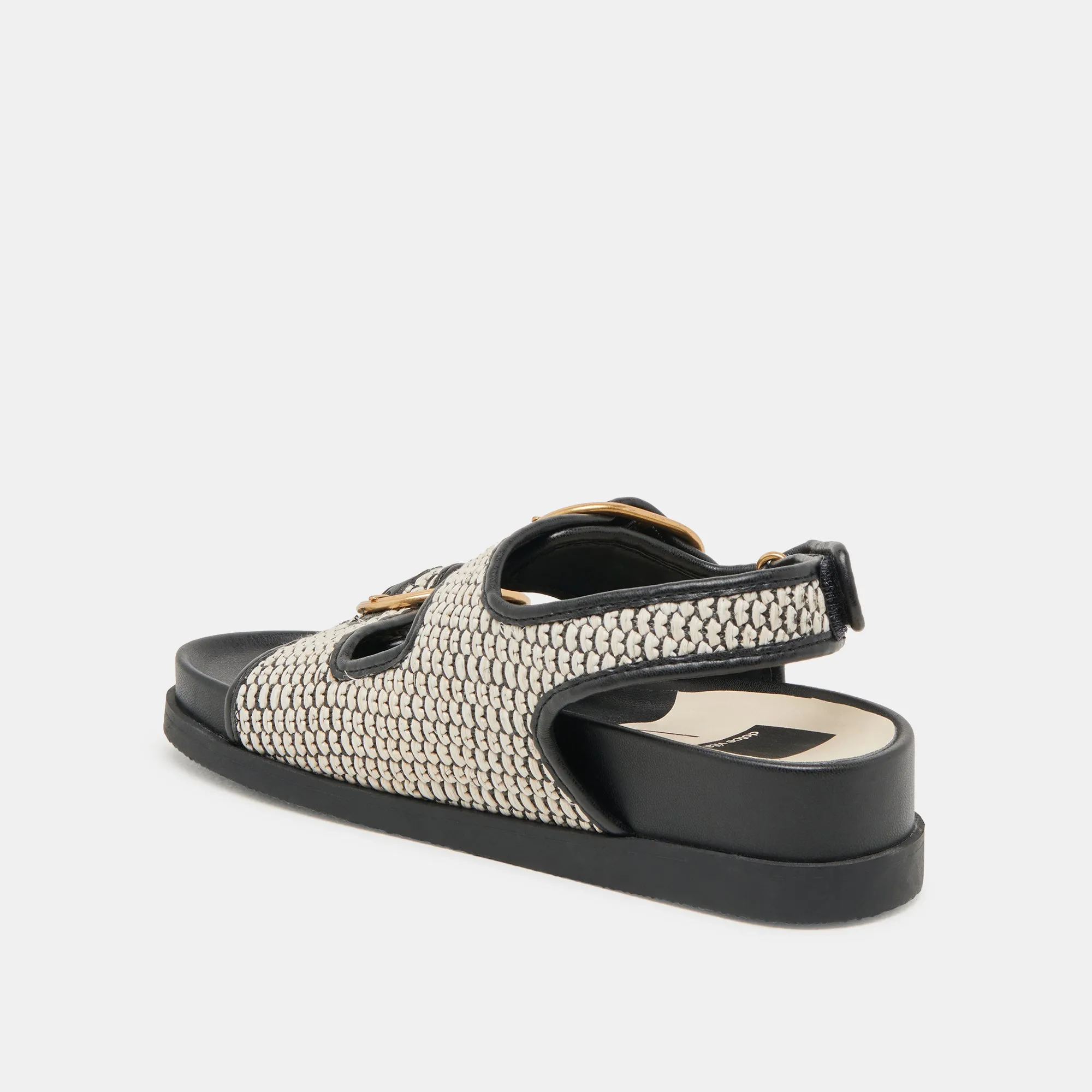 STARLA SANDALS BLACK NATURAL RAFFIA