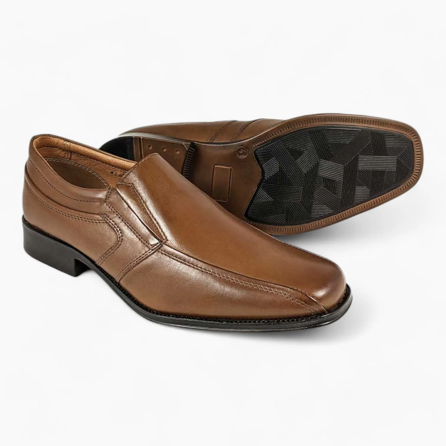 Tan Slip-On Shoes with Tramline Stitch - Dubarry Declan