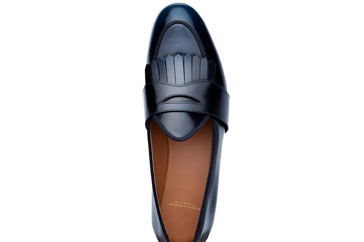 TANGERINE 10 CORDOVAN NAVY BELGIAN LOAFERS