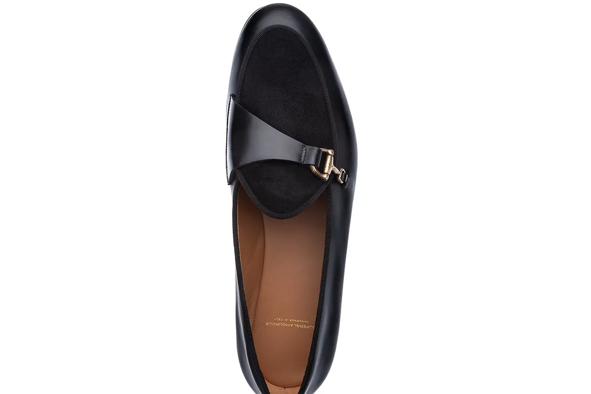 TANGERINE 12 CORDOVAN BLACK BELGIAN LOAFERS