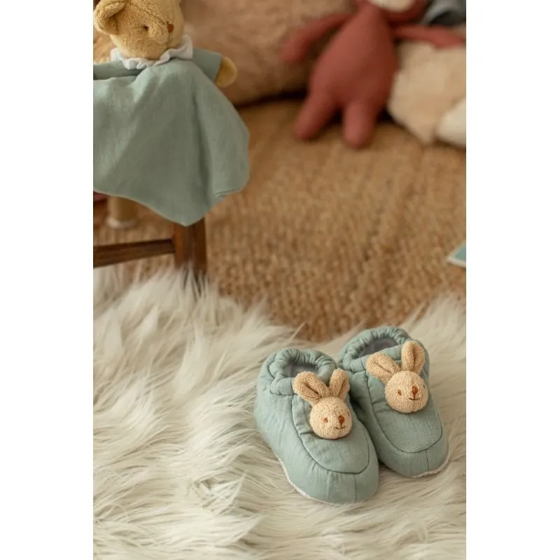 Trousselier Slippers Bunny 0-2 Years - Celadon Green Organic Cotton