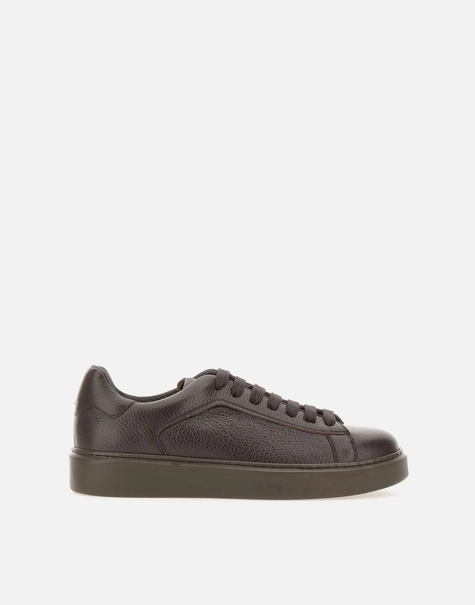 Tumblet Textured Leather Sneakers in Ebony