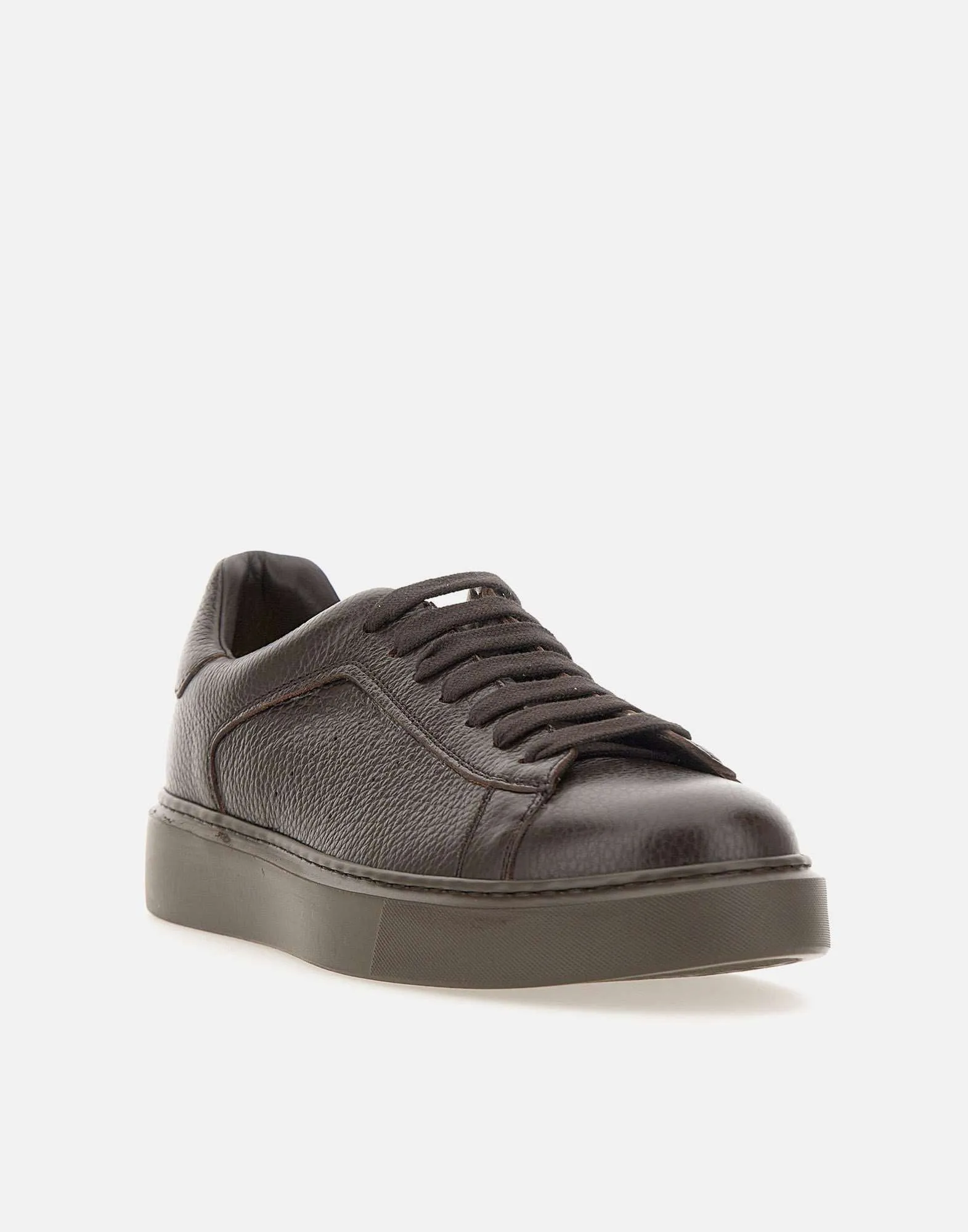 Tumblet Textured Leather Sneakers in Ebony