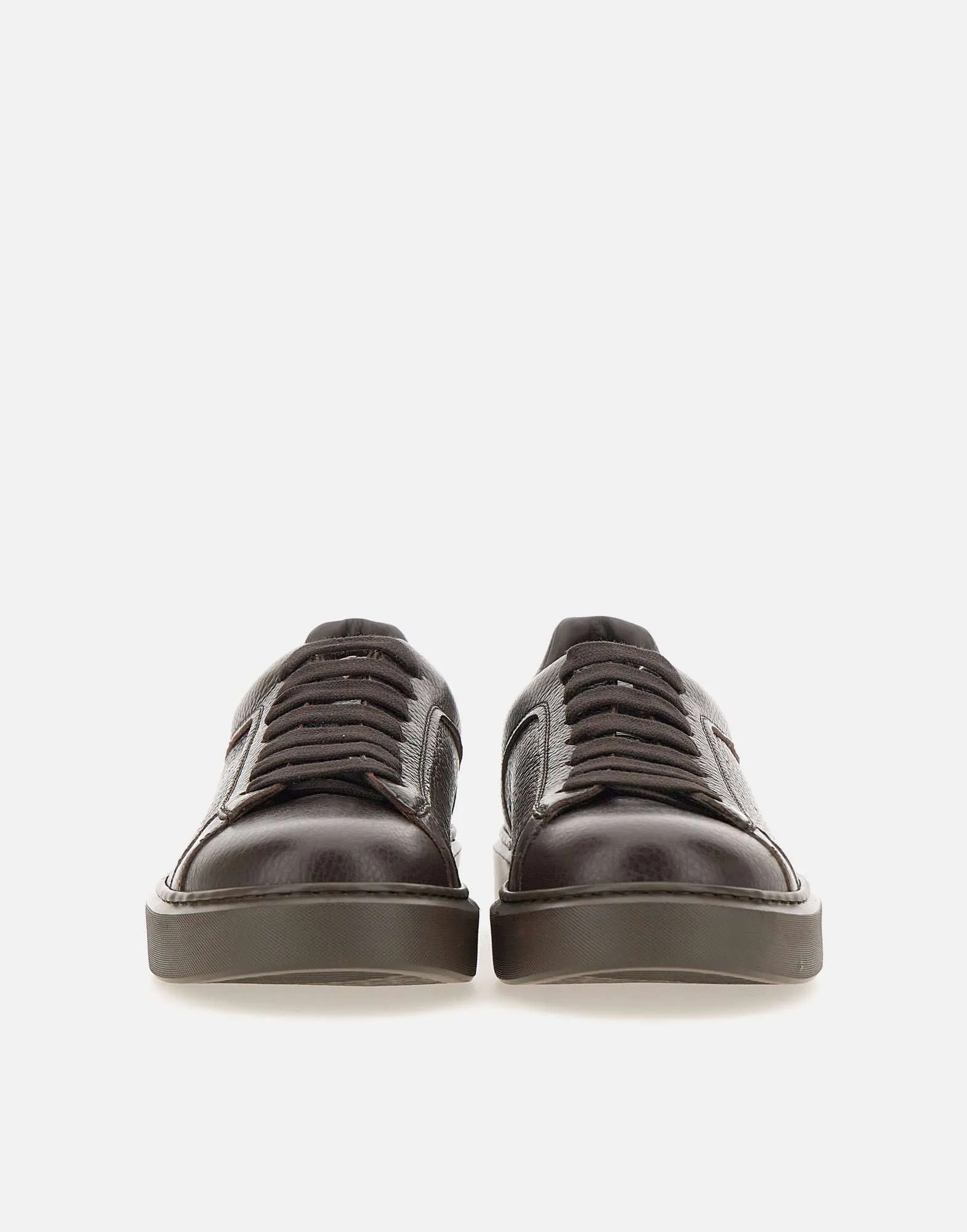 Tumblet Textured Leather Sneakers in Ebony