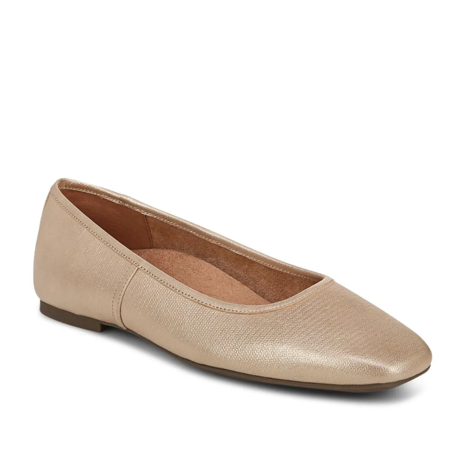 Vionic Women's Orinda Square Toe Ballet Flat in Light Gold