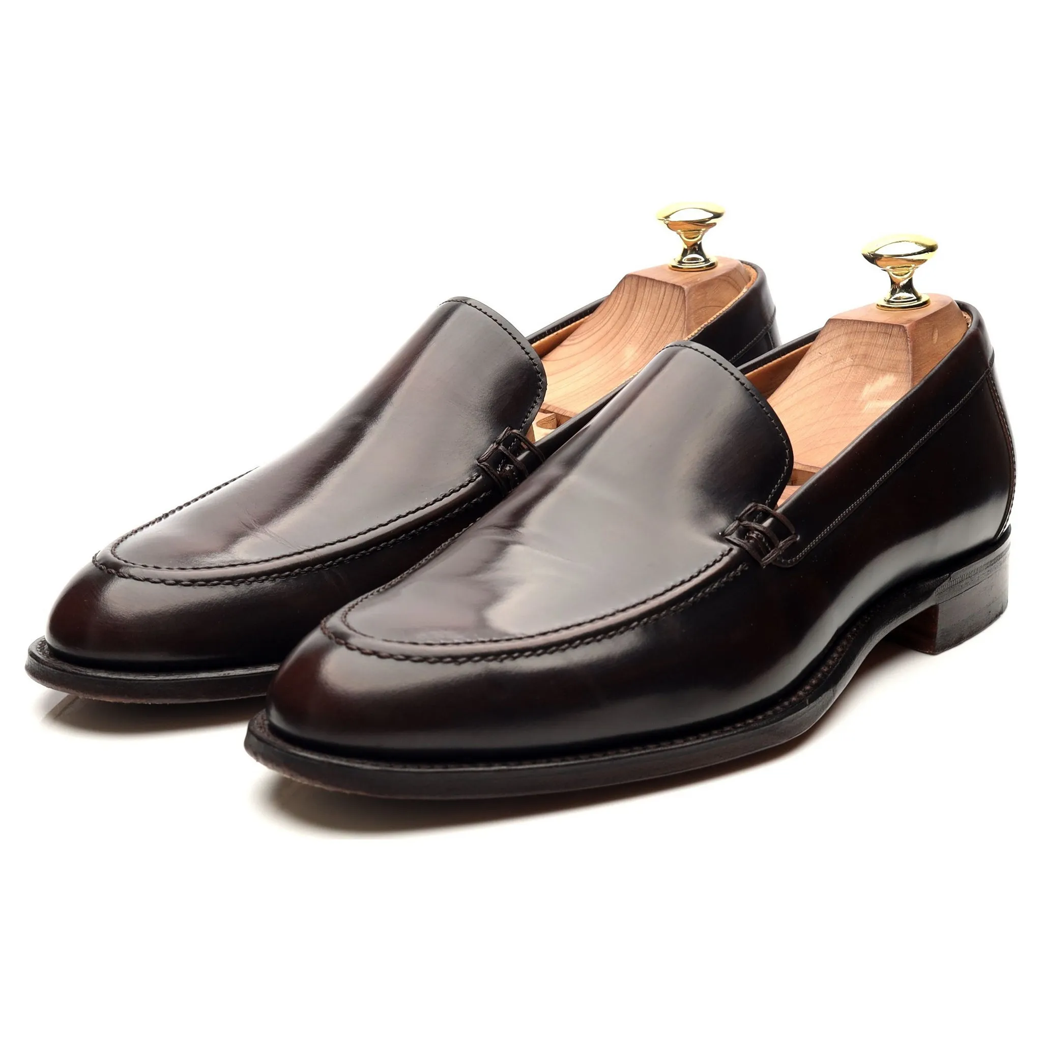 'Wilbur' Dark Brown Leather Loafers UK 8.5