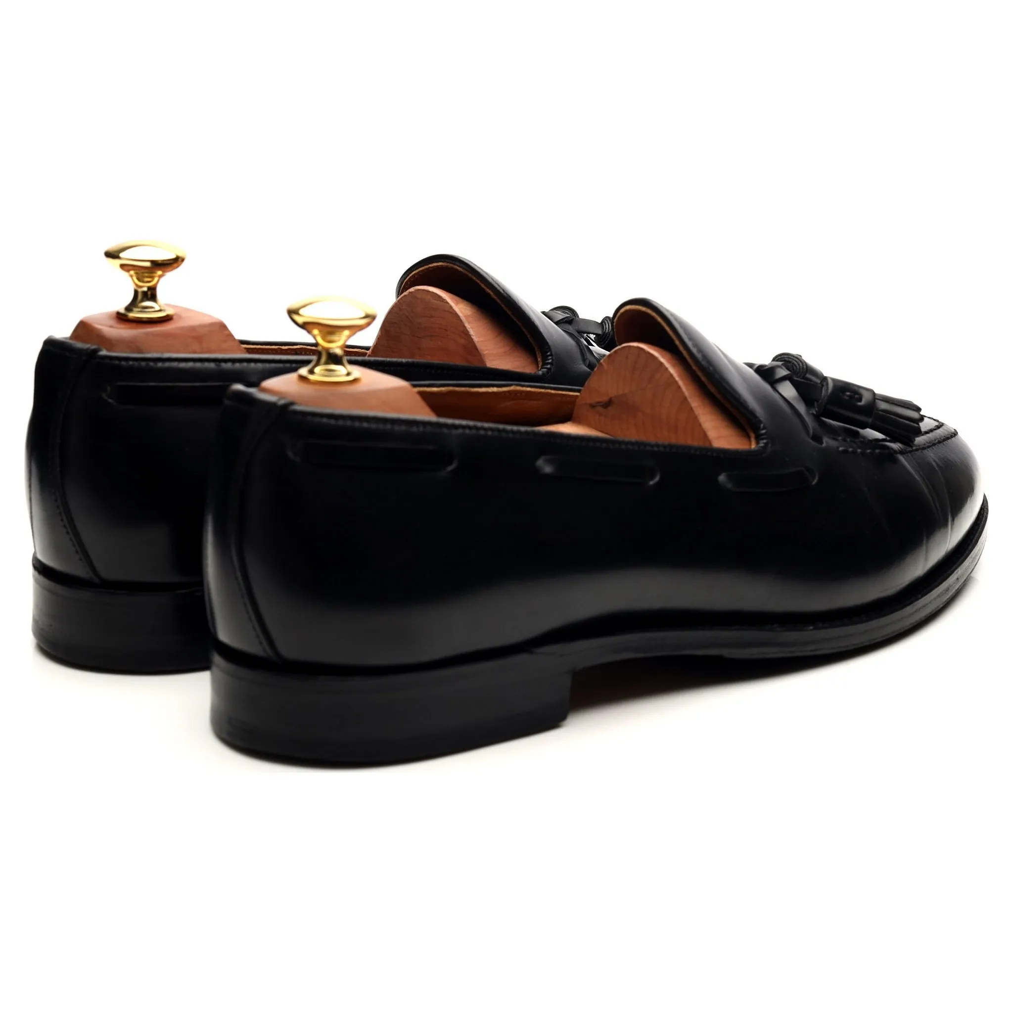 'Windsor' Black Leather Tassel Loafers UK 9 EX