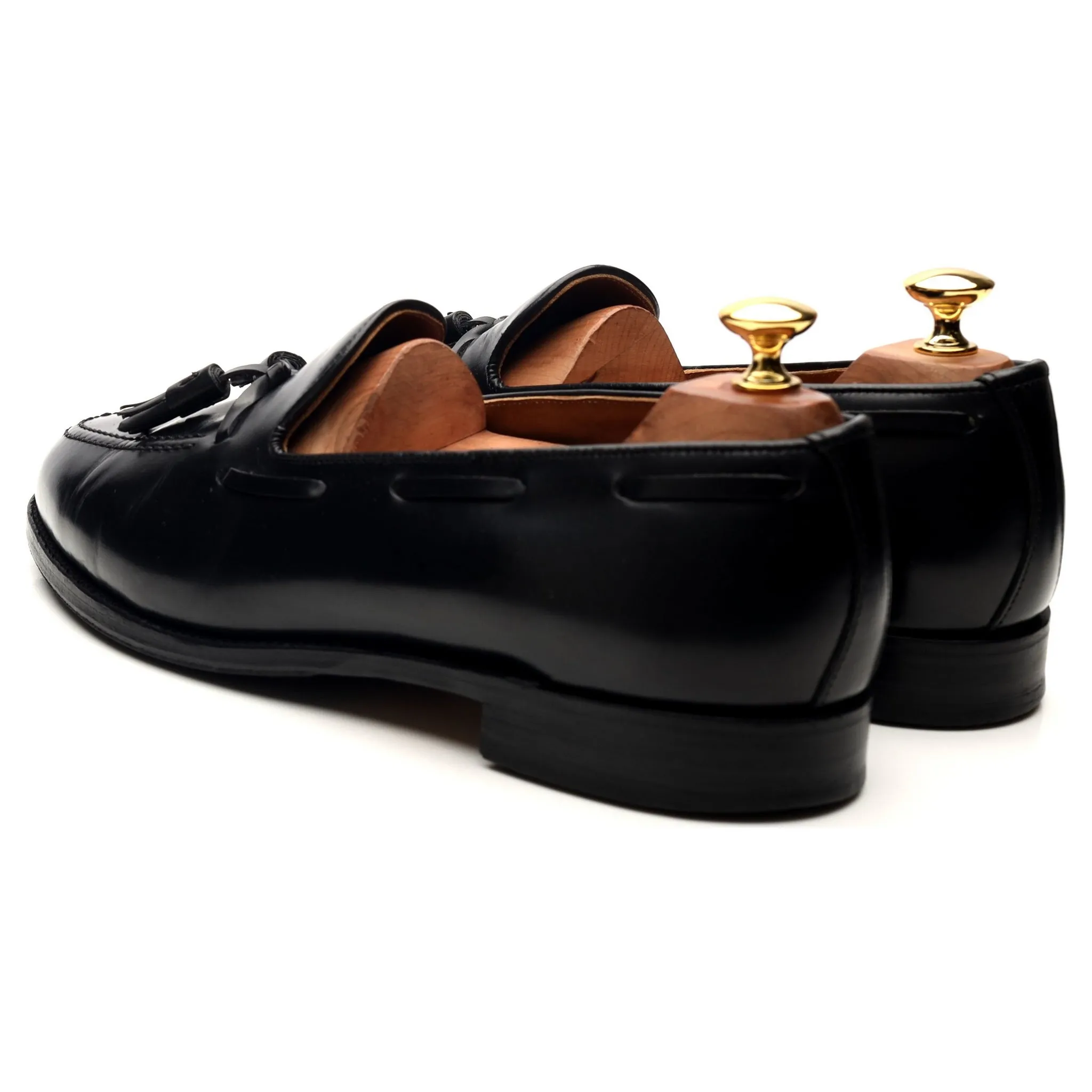 'Windsor' Black Leather Tassel Loafers UK 9 EX