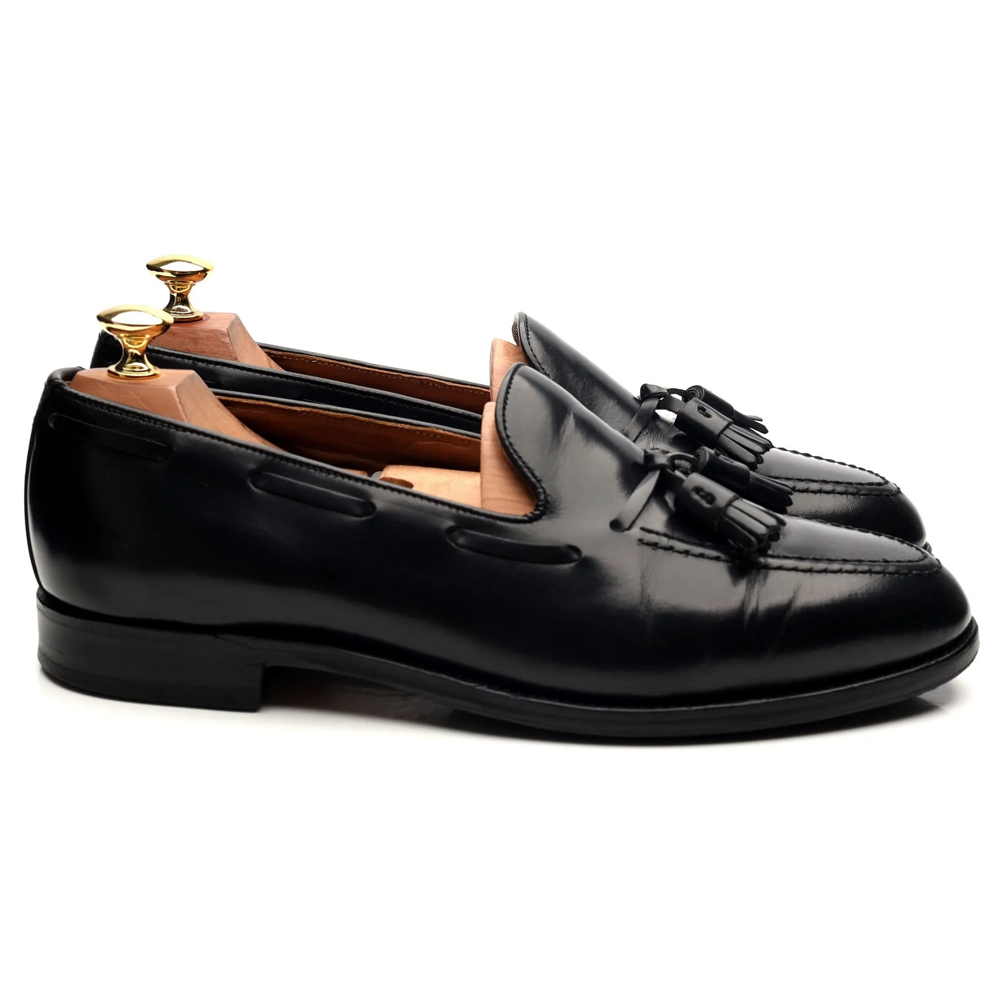 'Windsor' Black Leather Tassel Loafers UK 9 EX