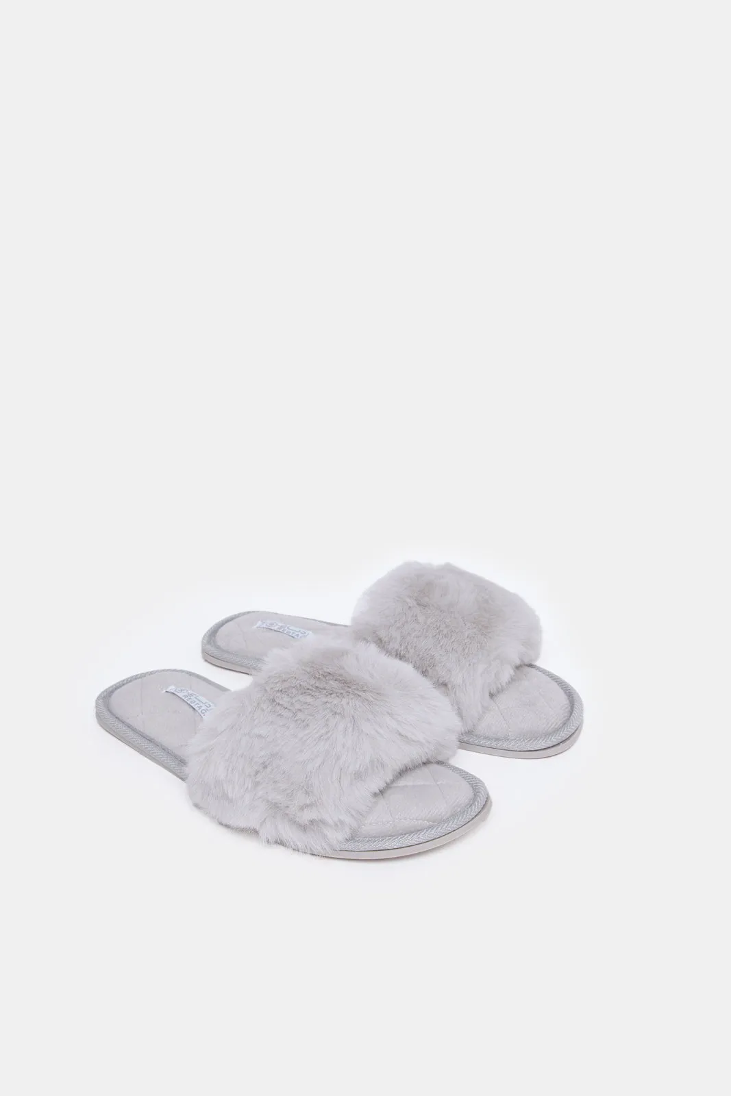 Women Grey Fur Slipper