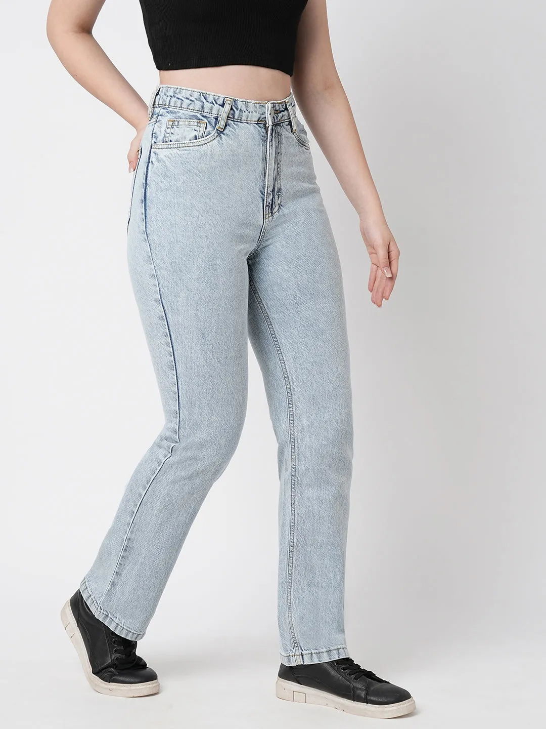 Women High-Rise Relaxed Straight Fit Jeans