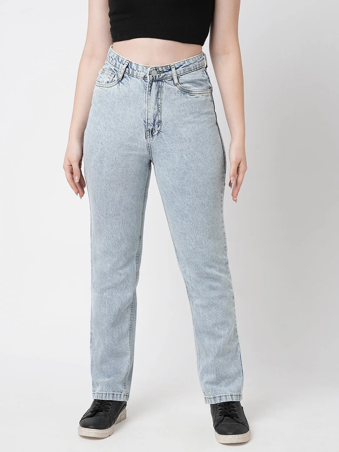 Women High-Rise Relaxed Straight Fit Jeans