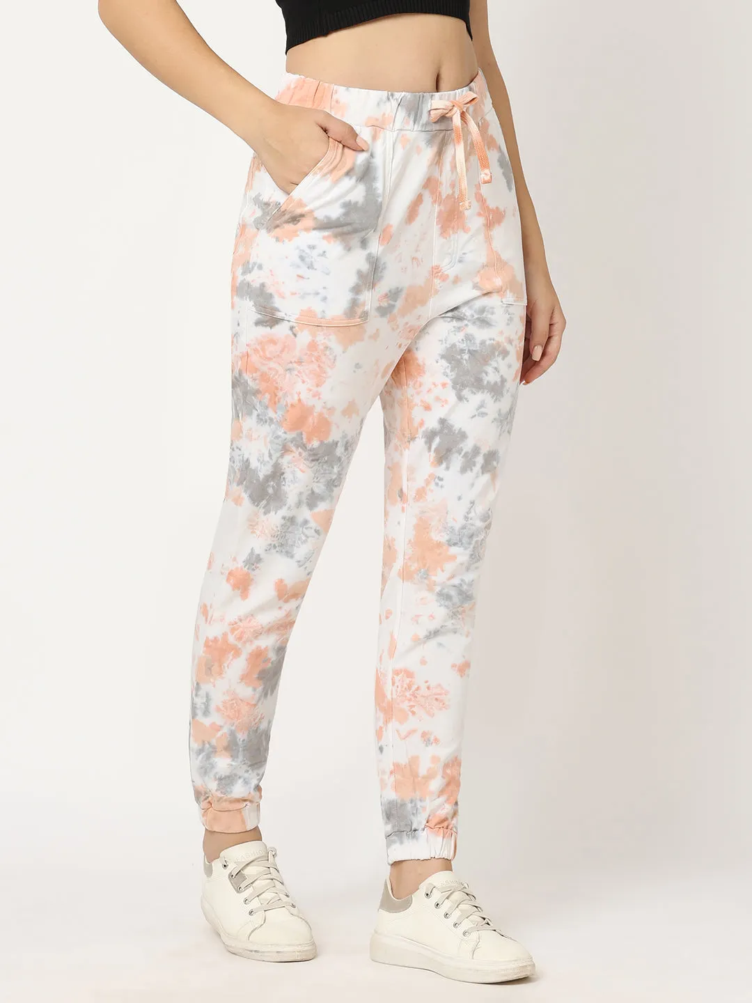 Women Tie & Dye High-Rise Solid Jogger