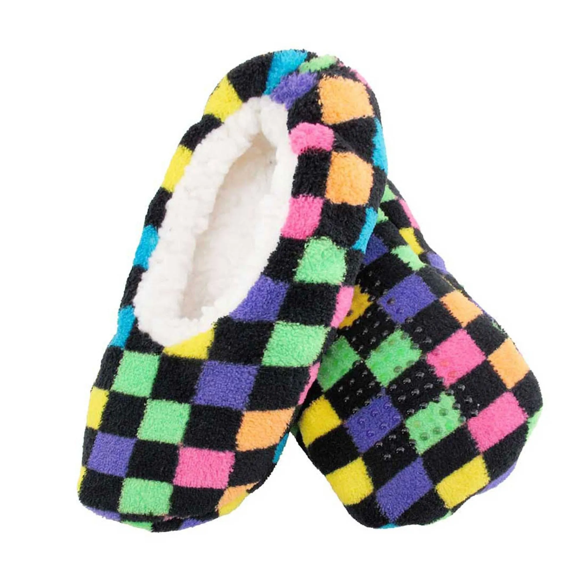 Women's Soft Warm Microfiber Cozy Fuzzy Colorful Non-Slip Slippers, 3 Pairs Single Color