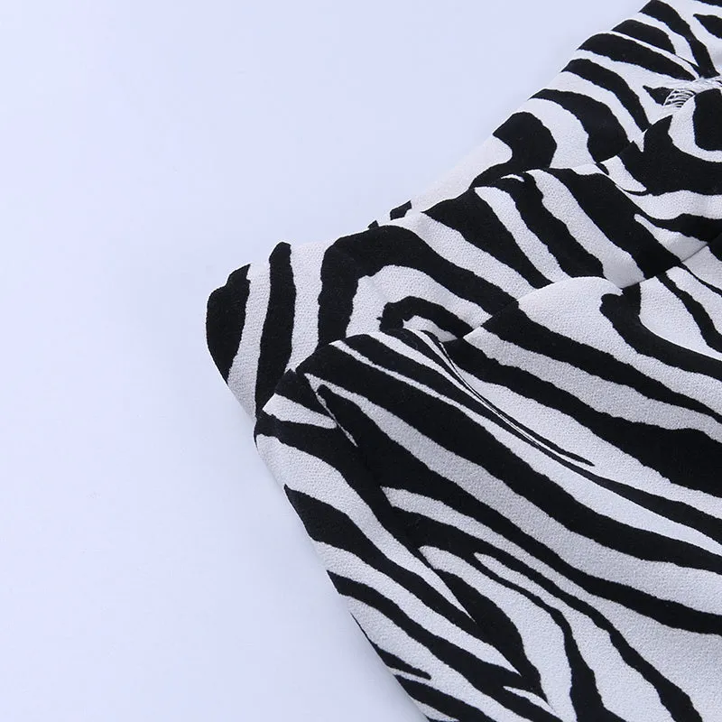 Zebra Stripe Flare Leg Pants