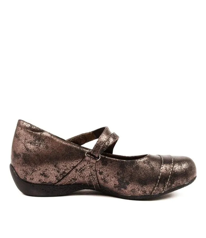 Ziera Shoes Women's Xray Mary Jane Flat - Pewter Metal Leather