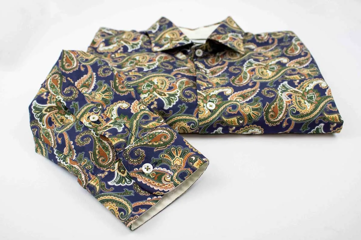 Zuccino Italy Navy Paisley President LS  Shirt